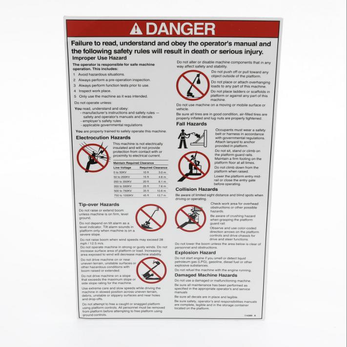 救済ページ Genie Part # 114389, 114389GT - DECAL,DANGER,GENERAL SAFETY