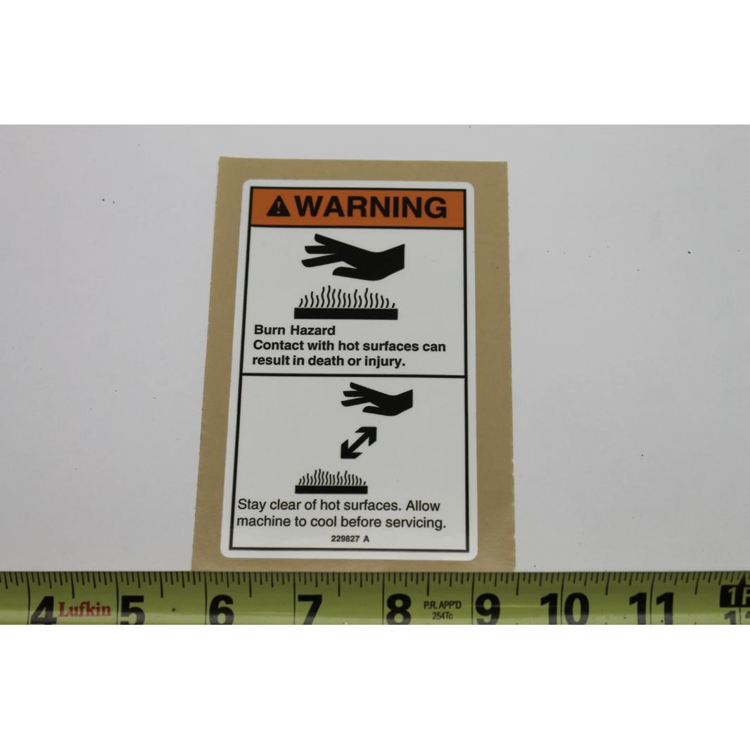 Genie Part # 229827, 229827GT - DECAL,WARNING,HOT SURFACE