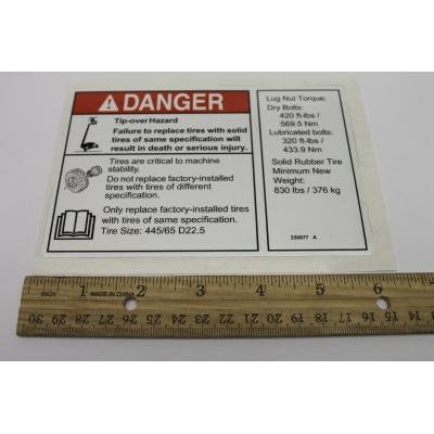 Genie Part # 230977, 230977GT - DECAL, SOLID TIRE, 445/65D22.5