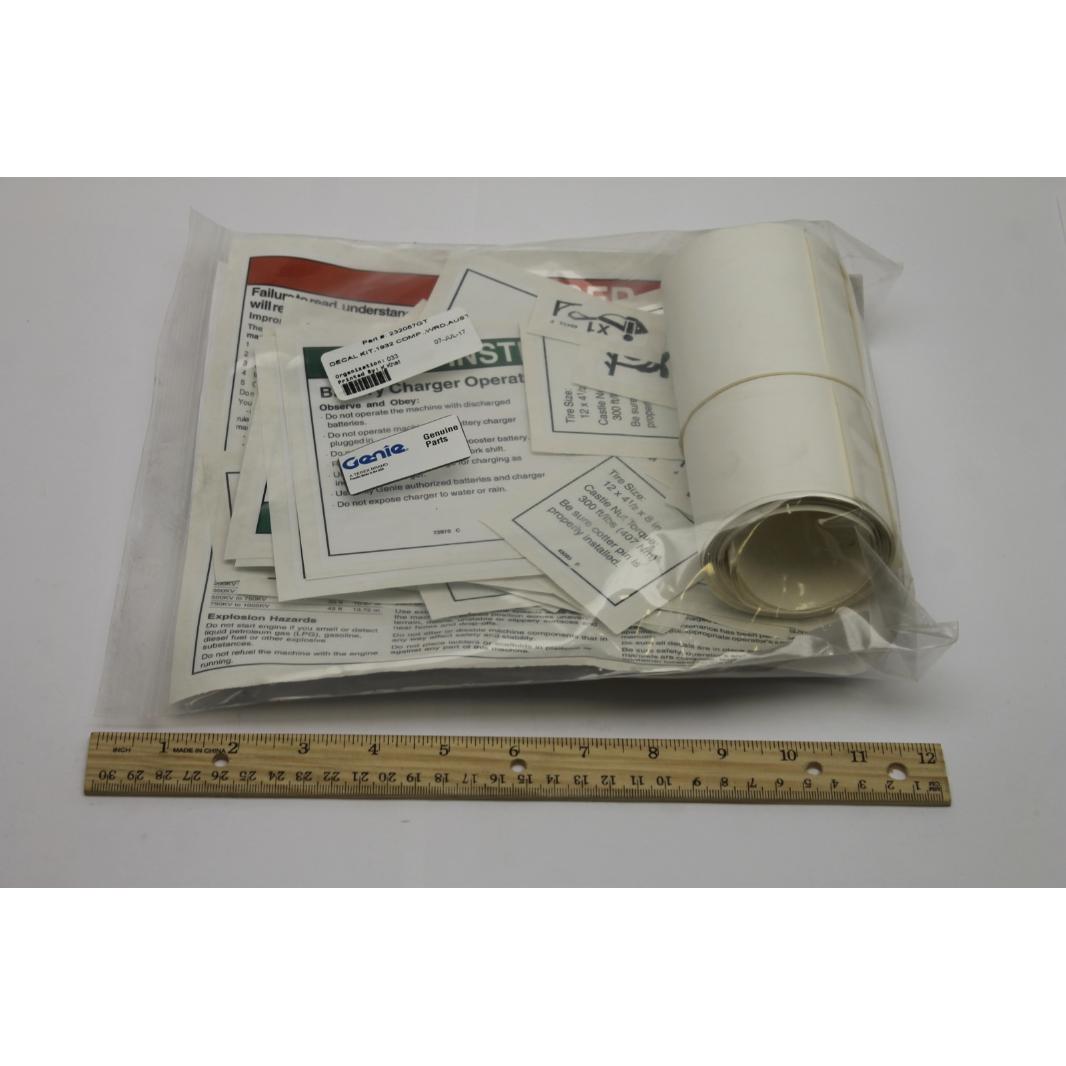 Genie Part # 232067, 232067GT - DECAL KIT, 1932 COMP., WRD, AUST