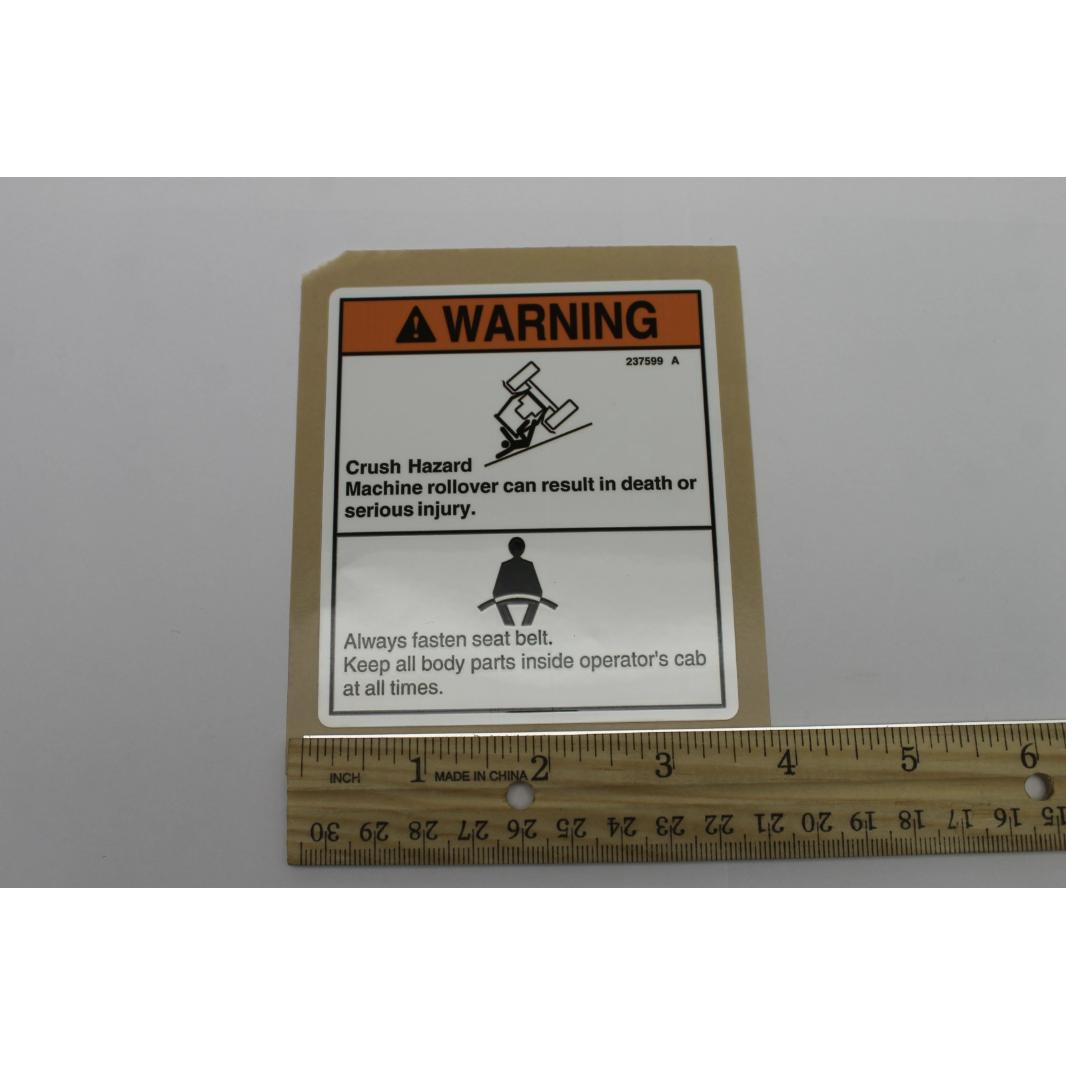 Genie Part # 237599, 237599GT - DECAL WARNING WEAR SEAT BELT