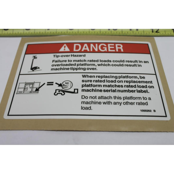 Genie Part # 1000262, 1000262GT - DECAL,DANGER,TIP OVER,PLAT