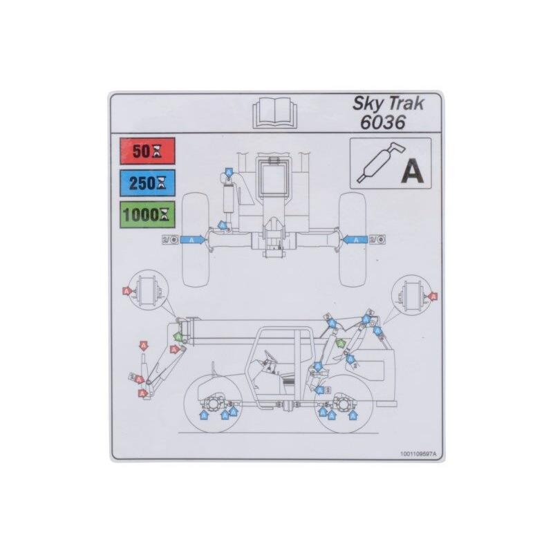 JLG Part # 1001109597 - DECAL, LUBRICATION CHART 6036