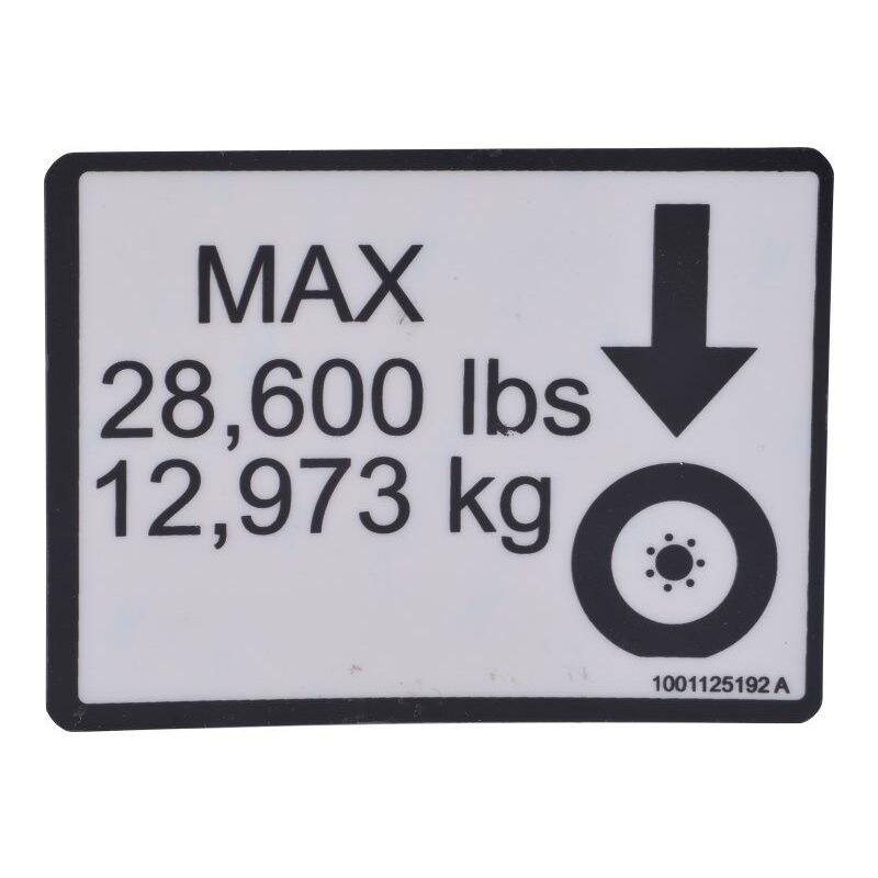 JLG Part # 1001125192 - DECAL, MAX TIRE LOAD