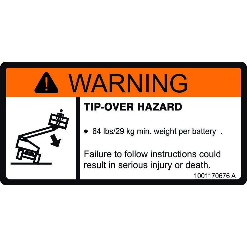 JLG Part # 1001170676 - DECAL, TIP-OVER