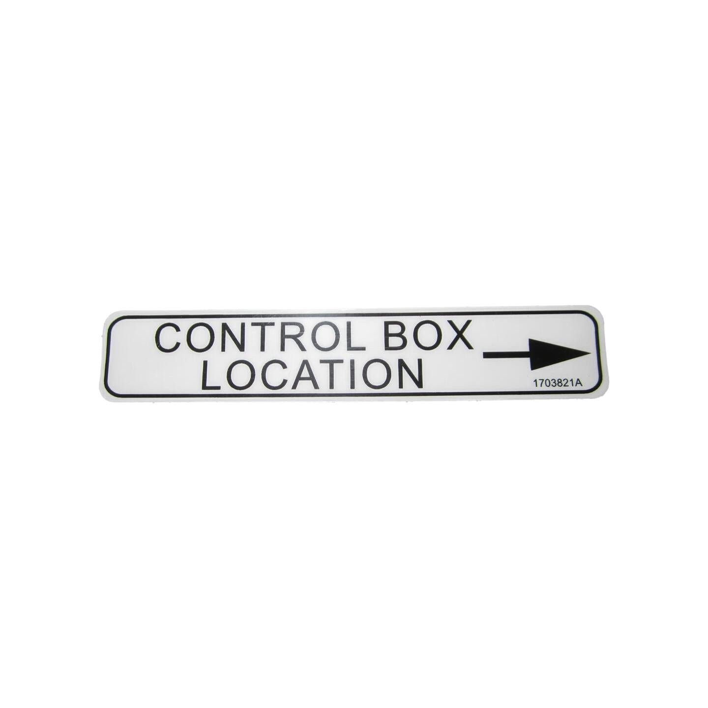 Decals Control Box JLG Part # 1703821 - DECAL, CONTROL BOX LOCATION