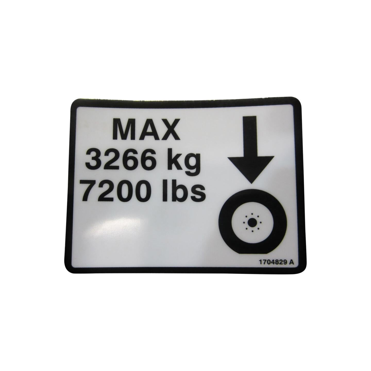 JLG Part # 1704829 - DECAL, MAX TIRE LOAD (7200 LB)