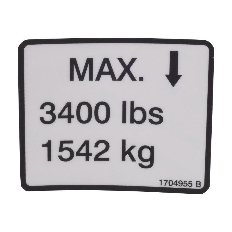 JLG Part # 1704955 - DECAL, MAX LOAD