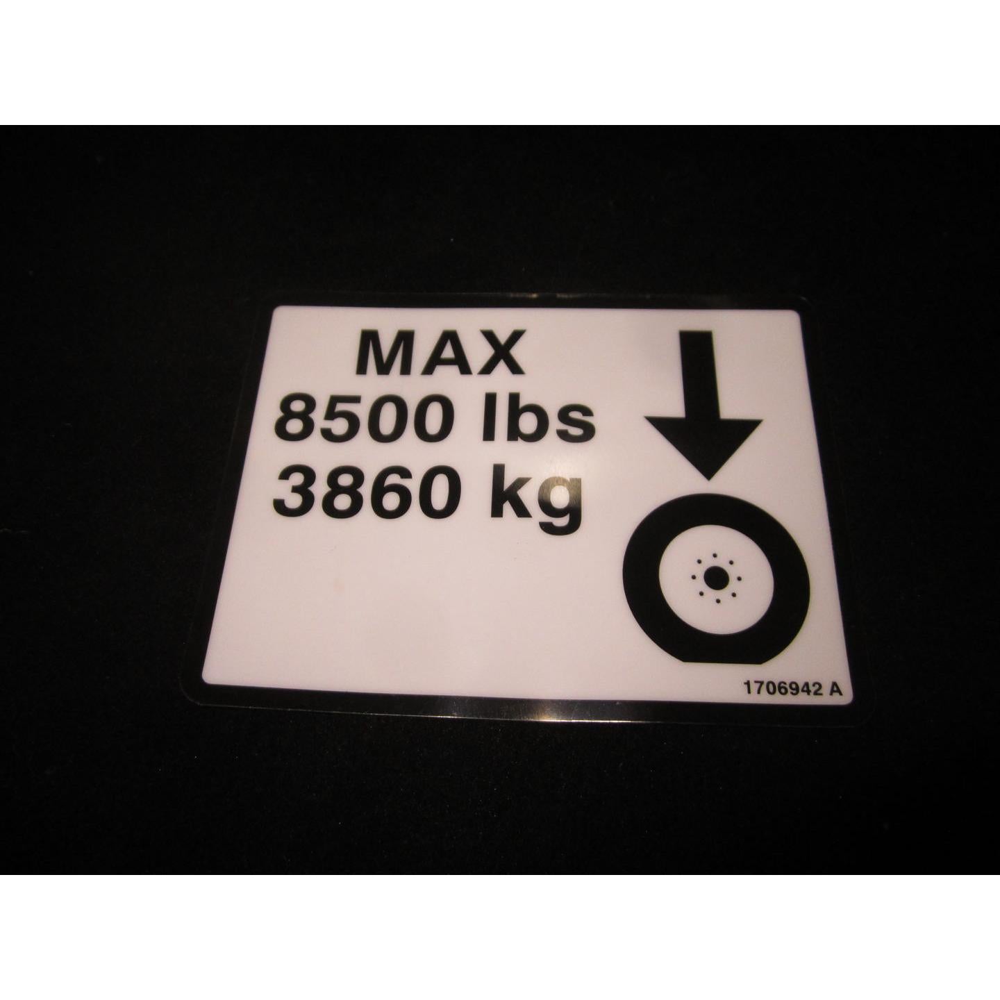 JLG Part # 1706942 - DECAL, MAX TIRE LOAD