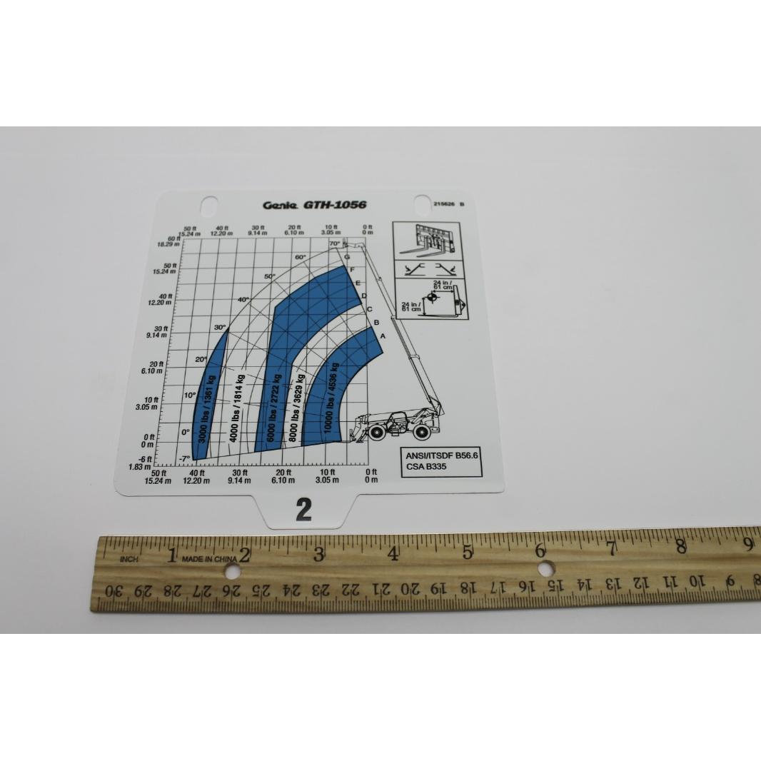 Genie Loading Genie Part # 215626, 215626GT - Load Chart, GTH-1056, 2-3