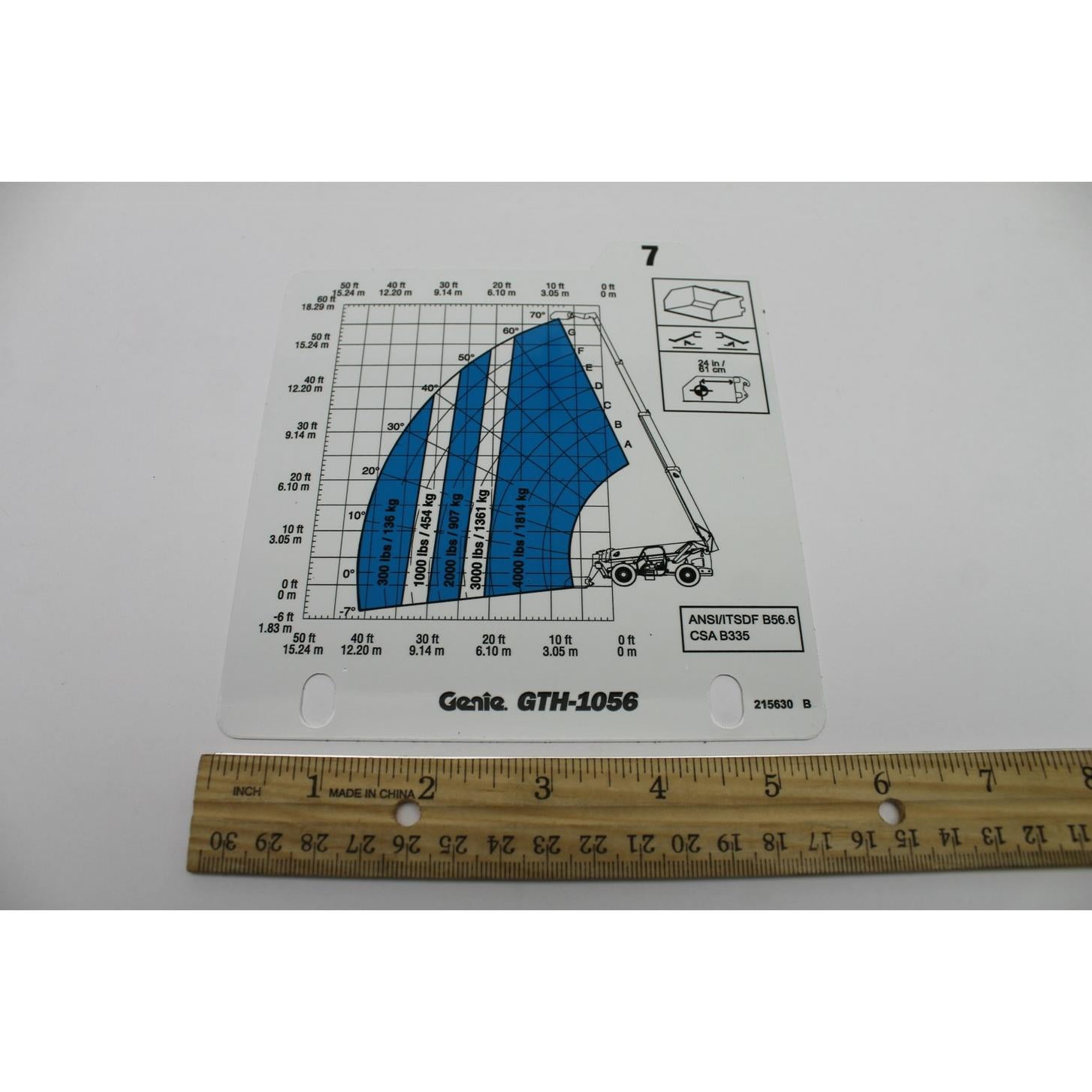 Genie Loading Genie Part # 215630, 215630GT - Load Chart, GTH-1056, 6-7