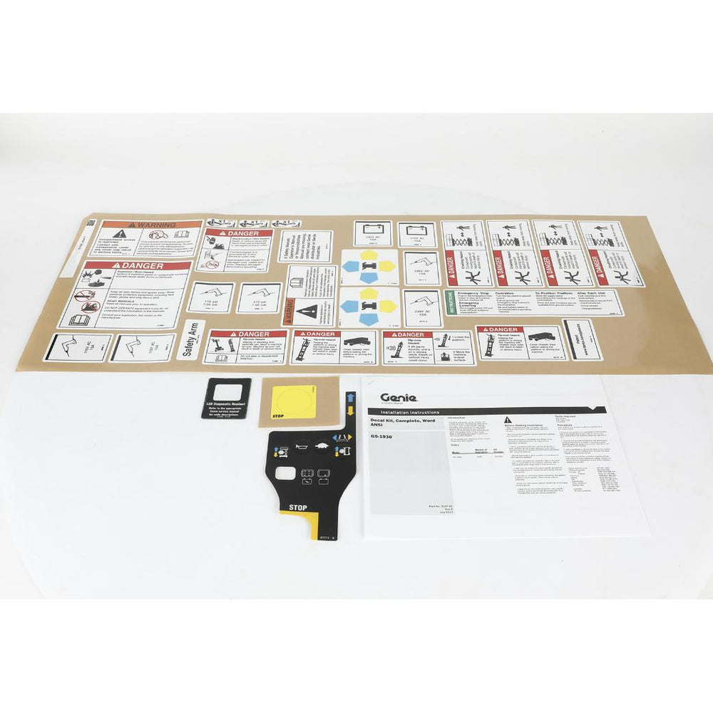Genie Part # 231559, 231559GT - DECAL KIT, 1930 COMP., WRD, ANSI