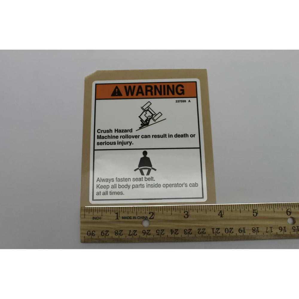 Genie Part # 237599, 237599GT - DECAL WARNING WEAR SEAT BELT
