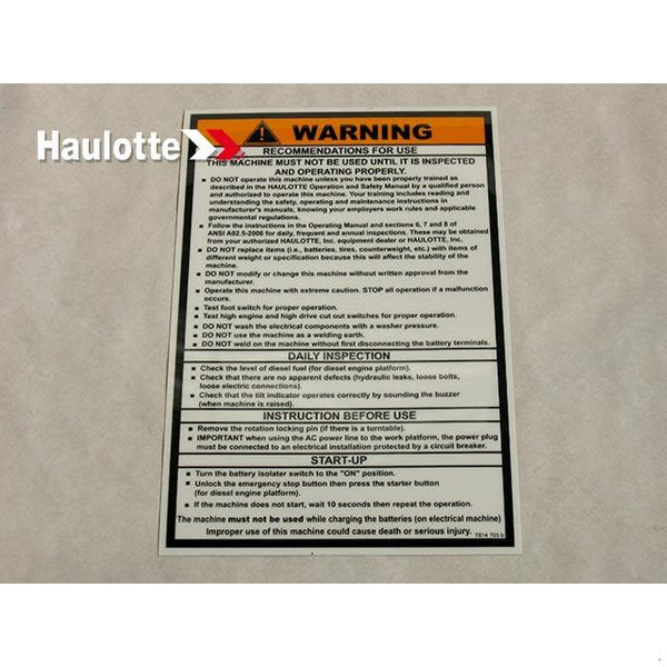 Haulotte Part 3078147050 Image 1