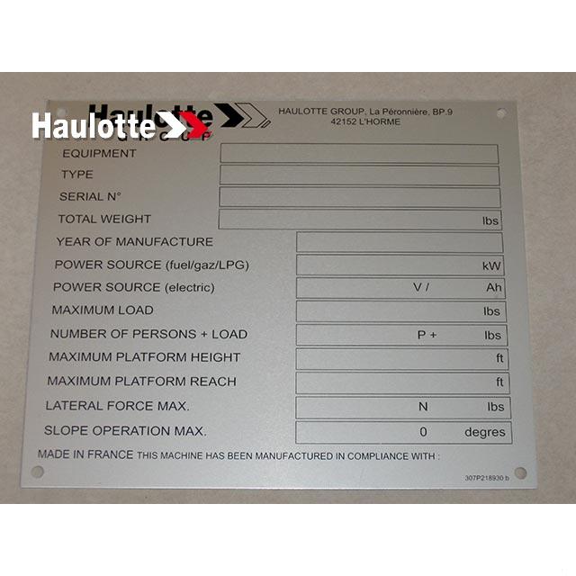 Haulotte Part 307P218930 Image 1
