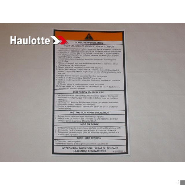 Haulotte Part 307P220760 Image 1