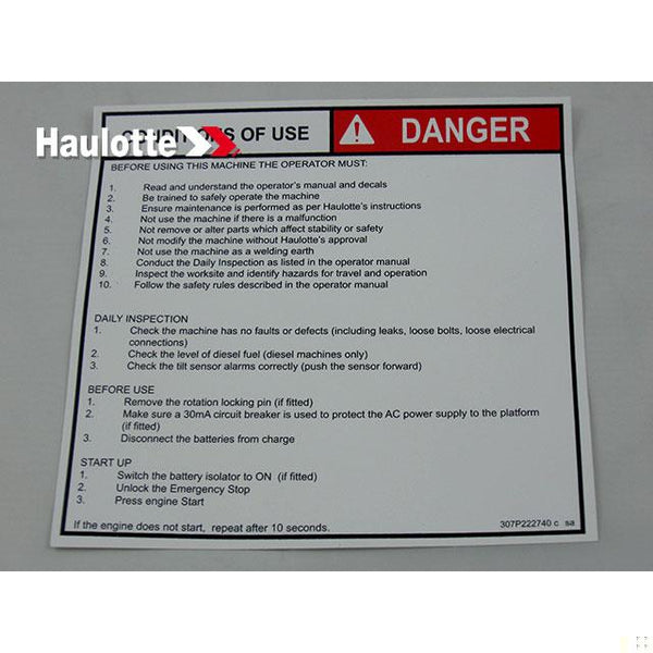 Haulotte Part 307P222740 Image 1