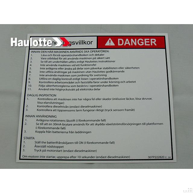 Haulotte Part 307P222820 Image 1
