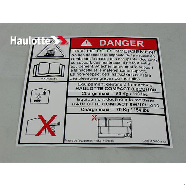 Haulotte Part 4000317600 Image 1