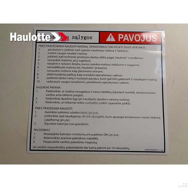 Haulotte Part 4000359850 Image 1