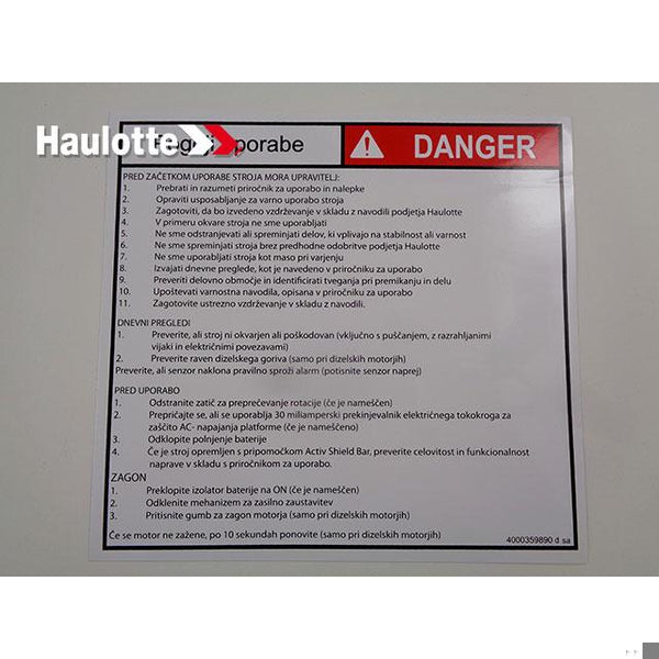 Haulotte Part 4000359890 Image 1