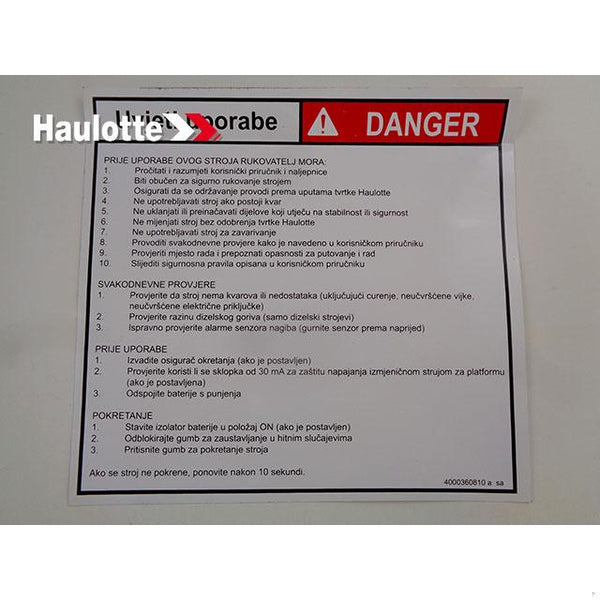 Haulotte Part 4000360810 Image 1