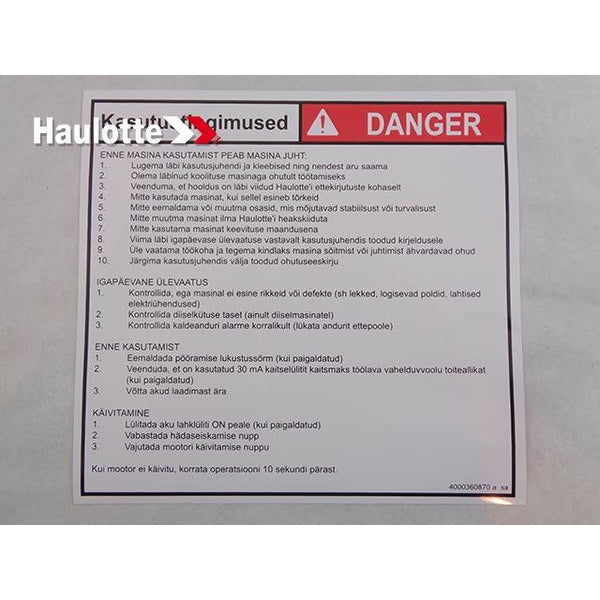 Haulotte Part 4000360870 Image 1
