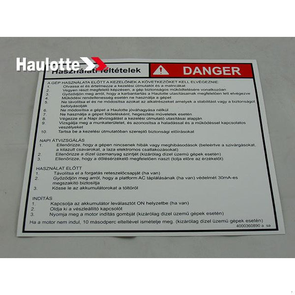 Haulotte Part 4000360890 Image 1