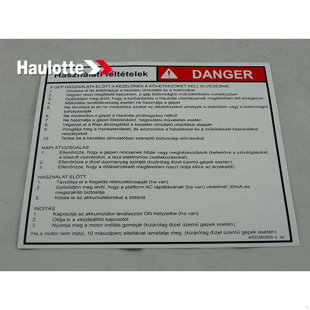 Haulotte Part 4000360890 Image 1