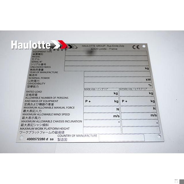 Haulotte Part 4000572280 Image 1