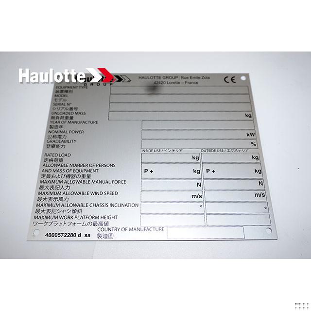 Haulotte Part 4000572280 Image 1