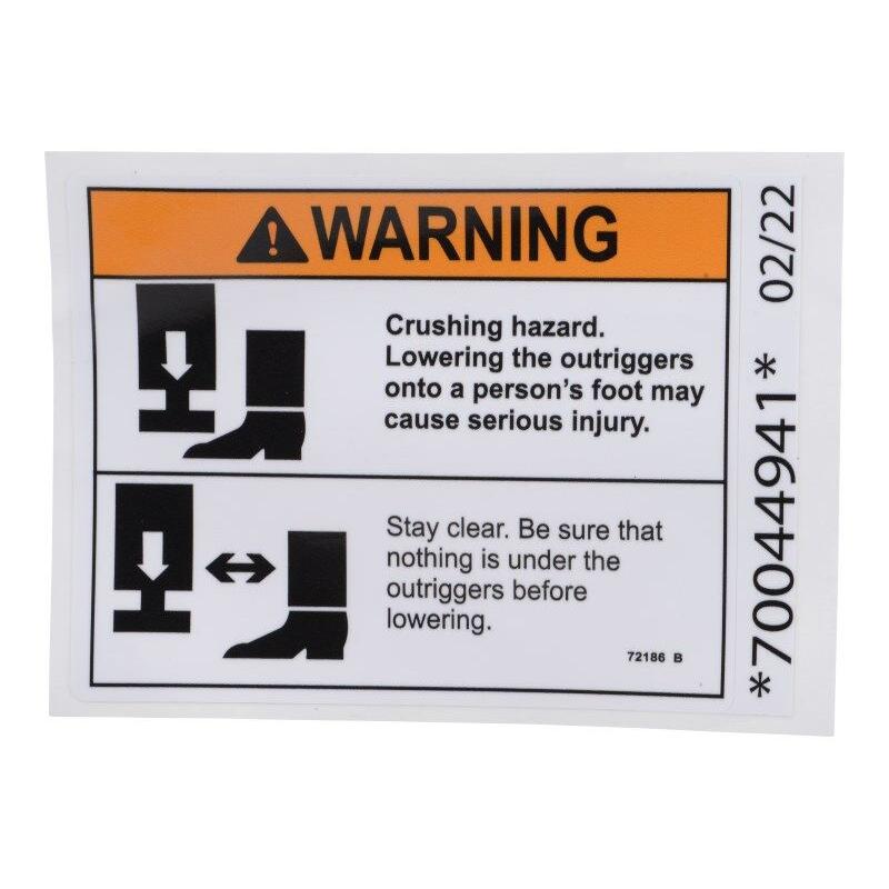JLG Part # 70044941 - DECAL, WARNING, CRUSHING HAZARD