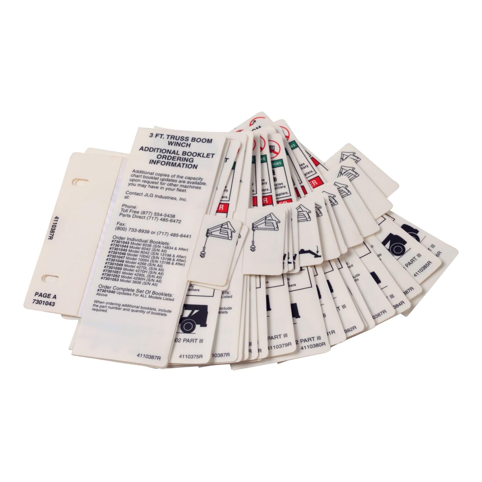 JLG Part # 7301040 - LOAD CHART BOOKLET PAGES TRUSS