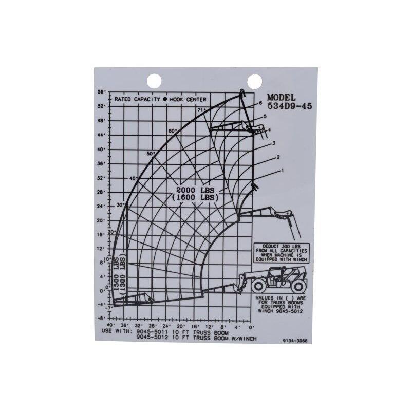 JLG Part # 91343066 - CAPACITY CHART 534D9-45