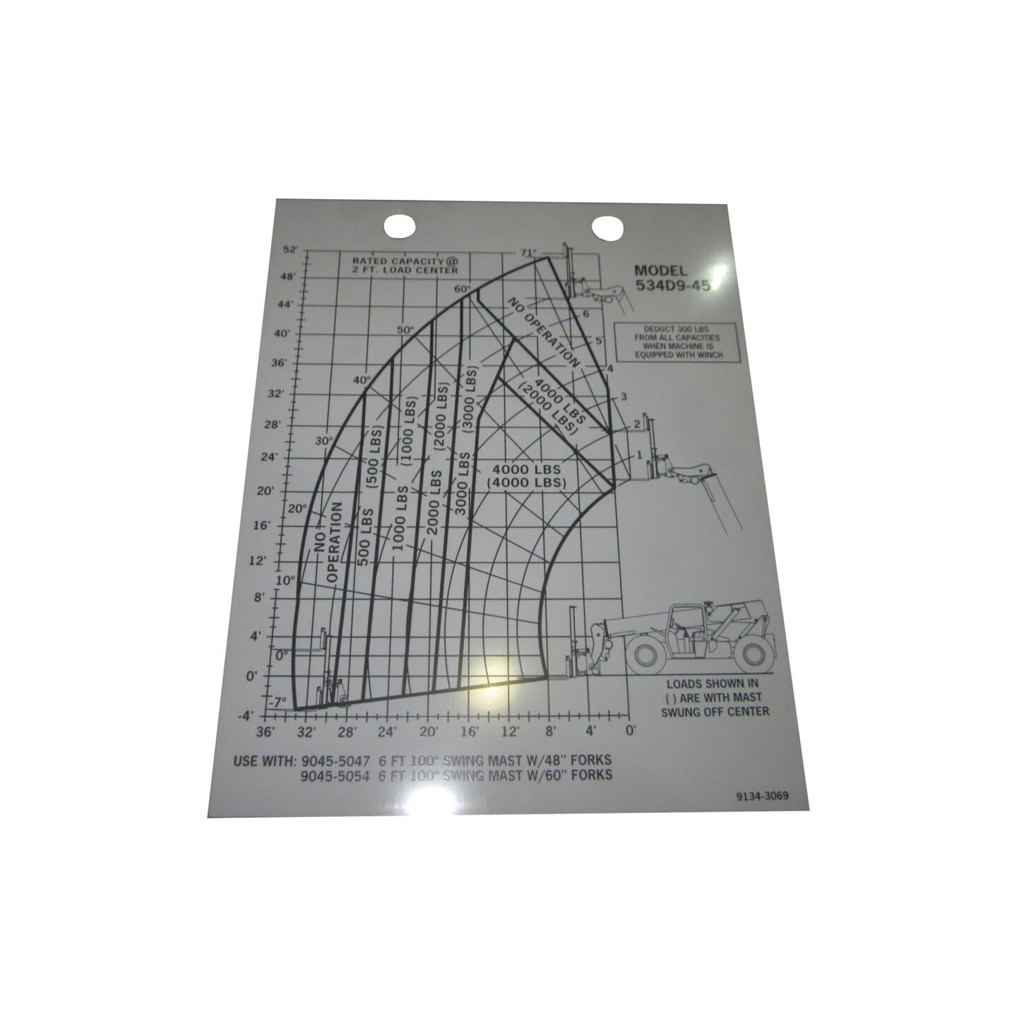 JLG Part # 91343069 - CAPACITY CHART/534D9-45