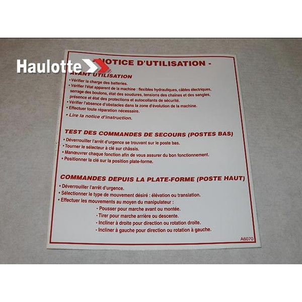 Haulotte Part ABMA6070 Image 1