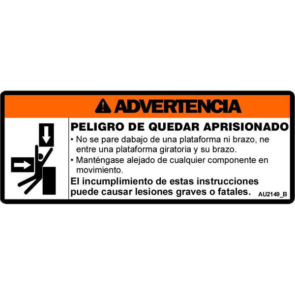 JLG Part # AU2149 - DECAL, CRUSHING HAZARD