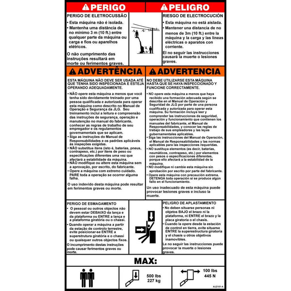 JLG Part # AU2151 - DECAL, SAFETY INSTRUCTIONS