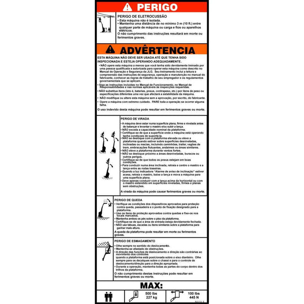 JLG Part # AU2153 - DECAL, LOAD&SAFETY INSTRUCTIONS