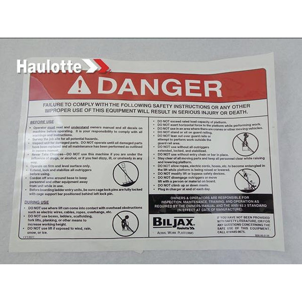 Haulotte Part B06-00-0135 Image 1