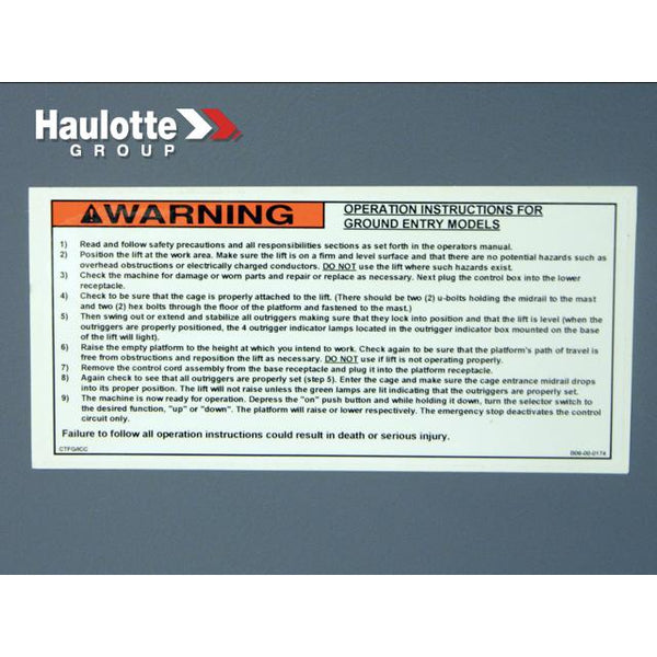 Haulotte Part B06-00-0174 Image 1