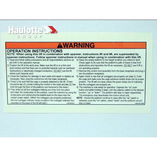 Haulotte Part B06-00-0288 Image 1