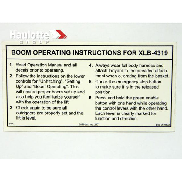 Haulotte Part B06-00-0402 Image 1