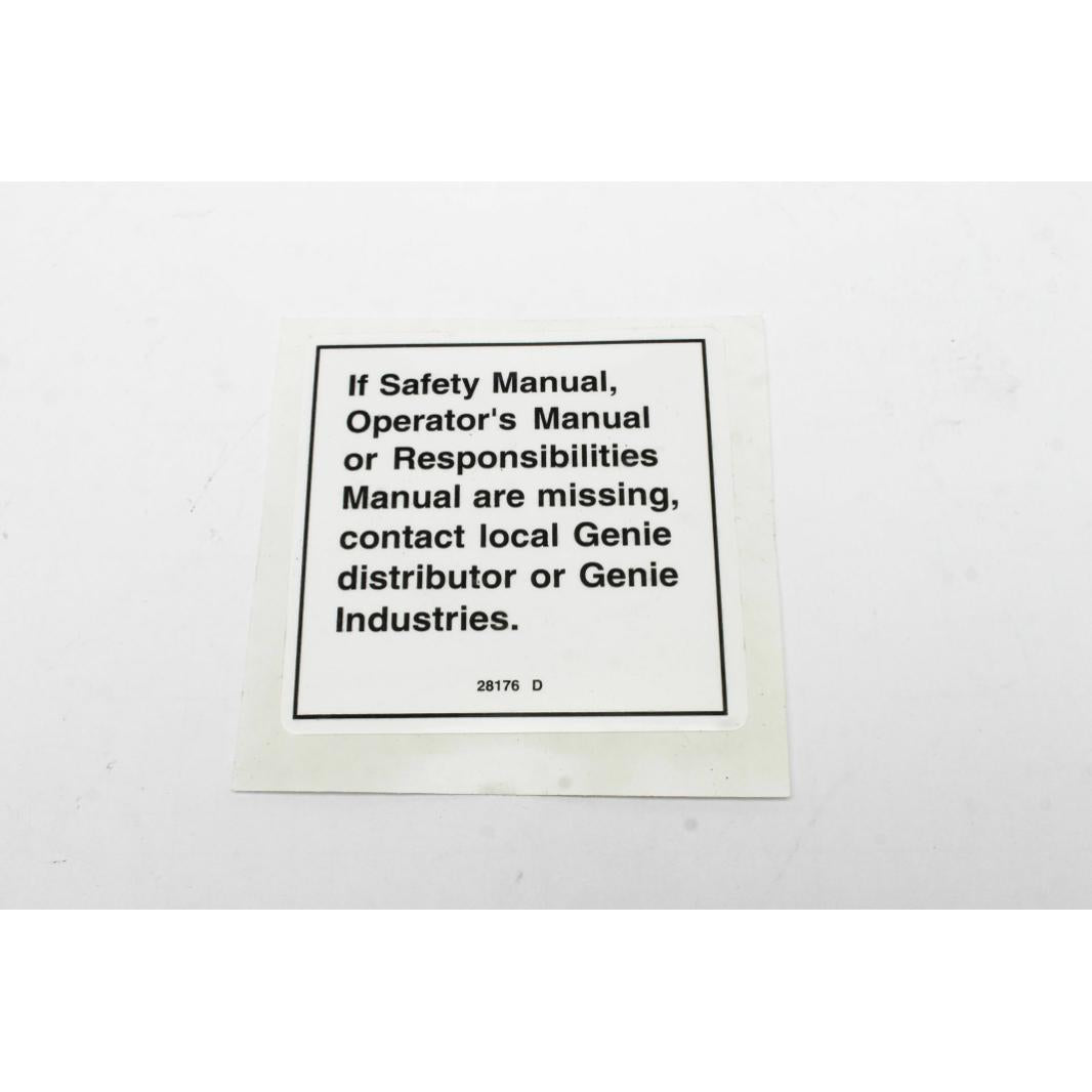28176 Genie Part # 28176, 28176GT - DECAL,LABEL,MANUAL NOT HERE